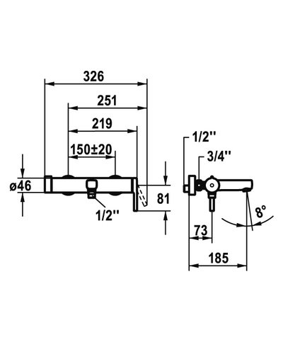 Kwc Ava 2.0 mitigeur mural bain-douche chrome 20.462.483.000 - 125114