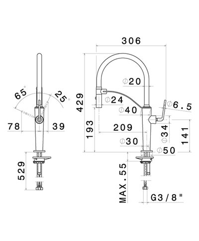 Newform O'Rama 68735 01 093 mitigeur évier + bec ajustable + 2 jets Noir mat