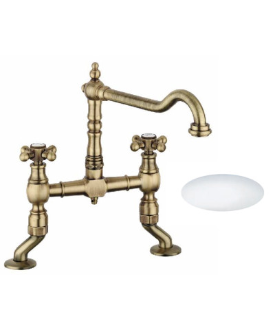 Armando Vicario 400161-100479CO Mélangeur évier 2trous à bec + colonnettes excentrées chrome