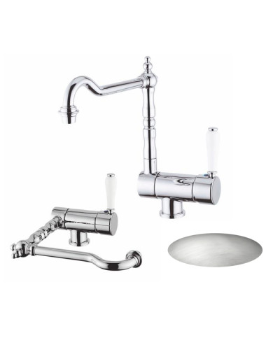 Armando Vicario 400172-10205VA Mitigeur évier Retro spec  fenêtre à bec look inox