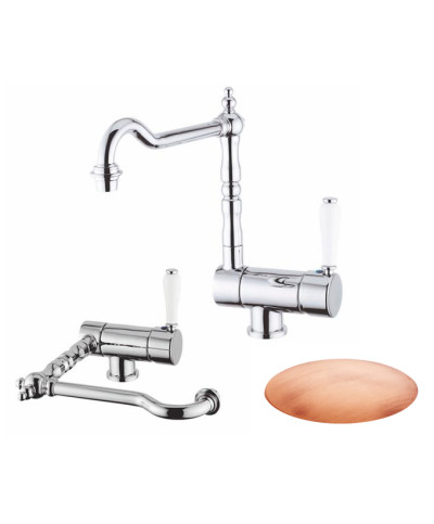 Armando Vicario 400172-10205VR Mitigeur évier Retro spec  fenêtre à bec vieux cuivre