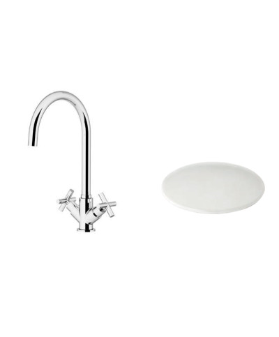 Gattoni 1550015-376318BL mélangeur évier à bec col cygne blanc mat