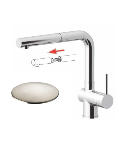 Gattoni 0405PC-373719CS mitigeur évier à douchette chrome brossé