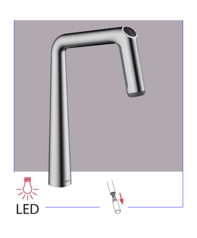 Kwc Kio 10 481 232 127 - 125195 mitigeur évier à douchette + led steel