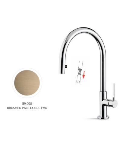 Newform Maki 71845 59 098 Mitigeur évier poignée mousseur s/flex PVD Brushed pale gold