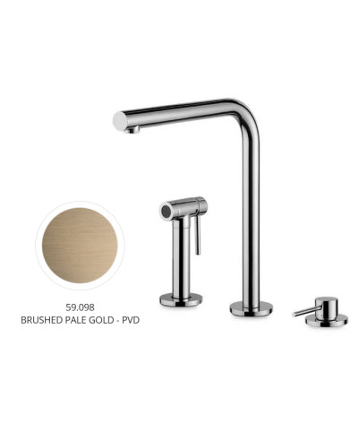 Newform N21 71731 59 098 mitigeur évier à douchette + 3 trous PVD Brushed pale gold