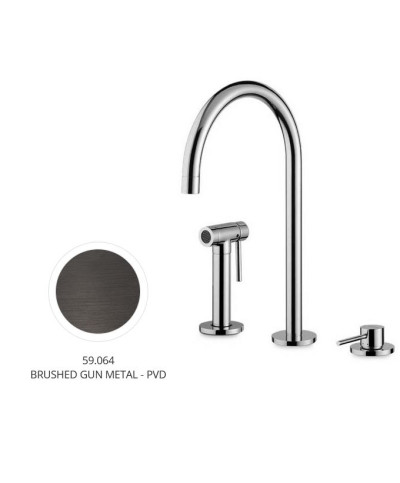 Newform N21 71730 59 064 mitigeur évier à douchette + 3 trous PVD Brushed gun metal