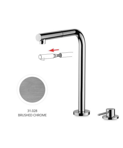 Newform N21 71725 31 028 mitigeur évier à douchette + 2 trous look inox