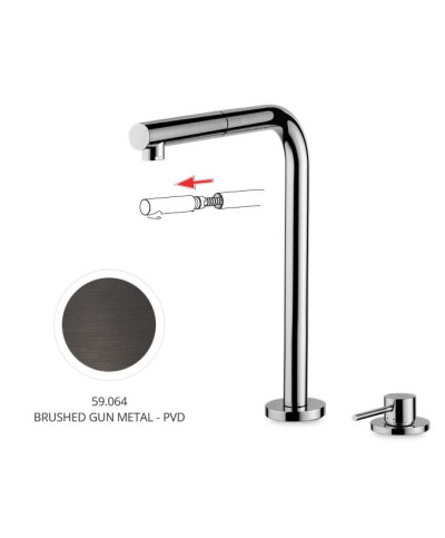 Newform N21 71725 59 064 mitigeur évier à douchette + 2 trous PVD Brushed gun metal