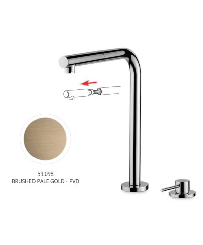 Newform N21 71725 59 098 mitigeur évier à douchette + 2 trous PVD Brushed pale gold