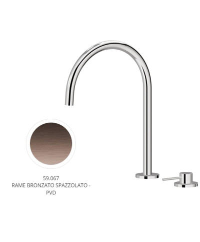 Newform N21 71721 59 067 mitigeur évier à bec rond + 2 trous PVD Brushed copper bronze