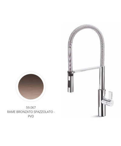 Newform Libera 63930 59 067 mitigeur évier douchette sur flexible PVD Brushed copper bronze