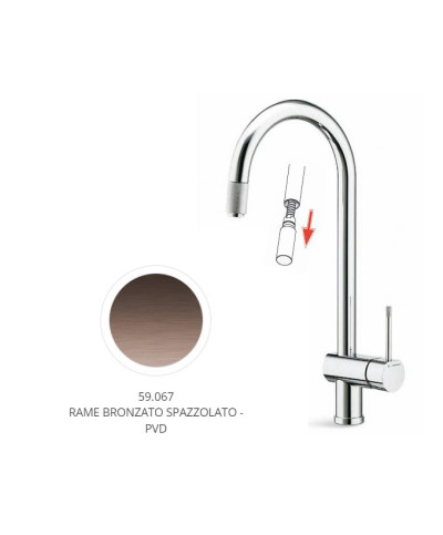 Newform Moony 3125 59 067 mitigeur évier à mousseur extract cPVD Brushed copper bronze