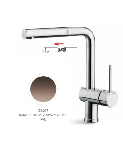 Newform Moony 3110 59 067 mitigeur évier poignée extractible PVD Brushed copper bronze