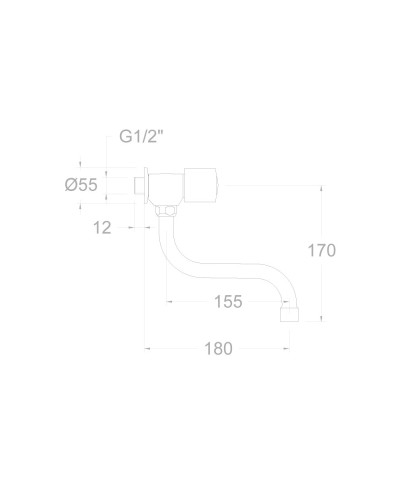 Ramon Soler  Eco 7029X1CB21E4A - 261713 robinet eau froide mural bec bas 21 cm chrome