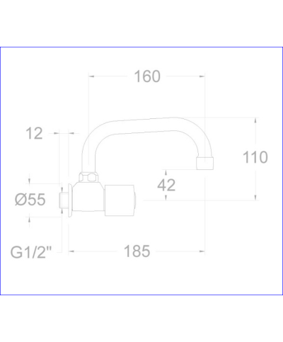 Ramon Soler  Eco 7029X1CA21E4A - 261711 robinet eau froide mural bec haut 21 cm chrome