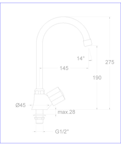 Ramon Soler  Eco 7028X1CE08YE4A - 261611 robinet pilier bec mobile 145 chrome