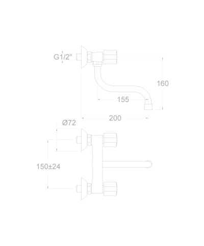 Ramon Soler Eco 7009CB21E4 - 155441 mélangeur mural bec bas 21 cm chrome