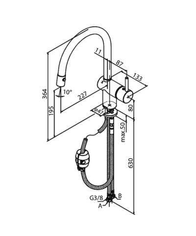 Damixa Merkur 1812000mitigeur évier à mousseur extractible chrome