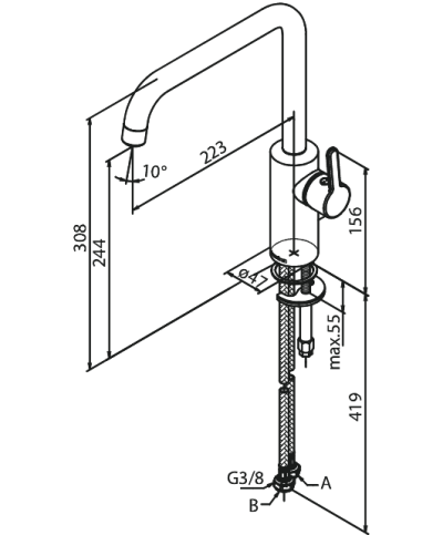 Damixa Silhouet 7408661 mitigeur évier à bec Noir mat