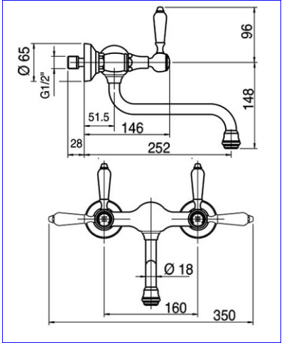 Zazzeri Kent3 Mélangeur mural evier bec bas 55020606A00CRCR chrome