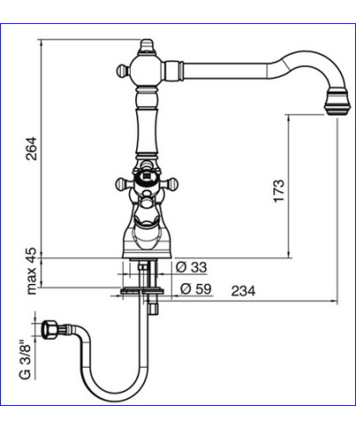Zazzeri Kent 2 Mélangeur évier à bec 55013103A00OLOL laiton brillant
