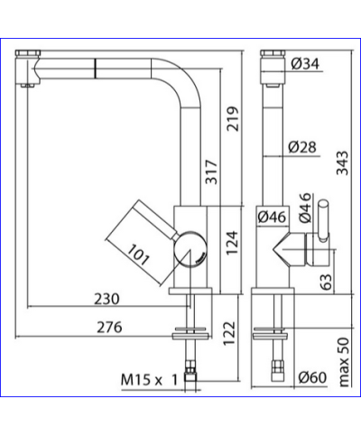 Zazzeri Da-Da 7 Mono Mitigeur d'évier à douchette 47071102A00CRCR chrome