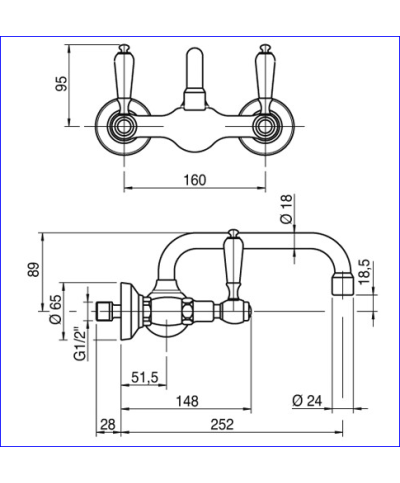Zazzeri 803 Mélangeur mural d'évier 20030607A00CRCR chrome