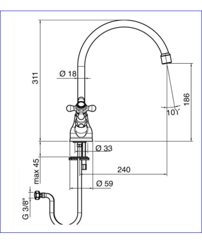 Zazzeri 800 Mélangeur évier à bec 20023103A00OLOL laiton verni
